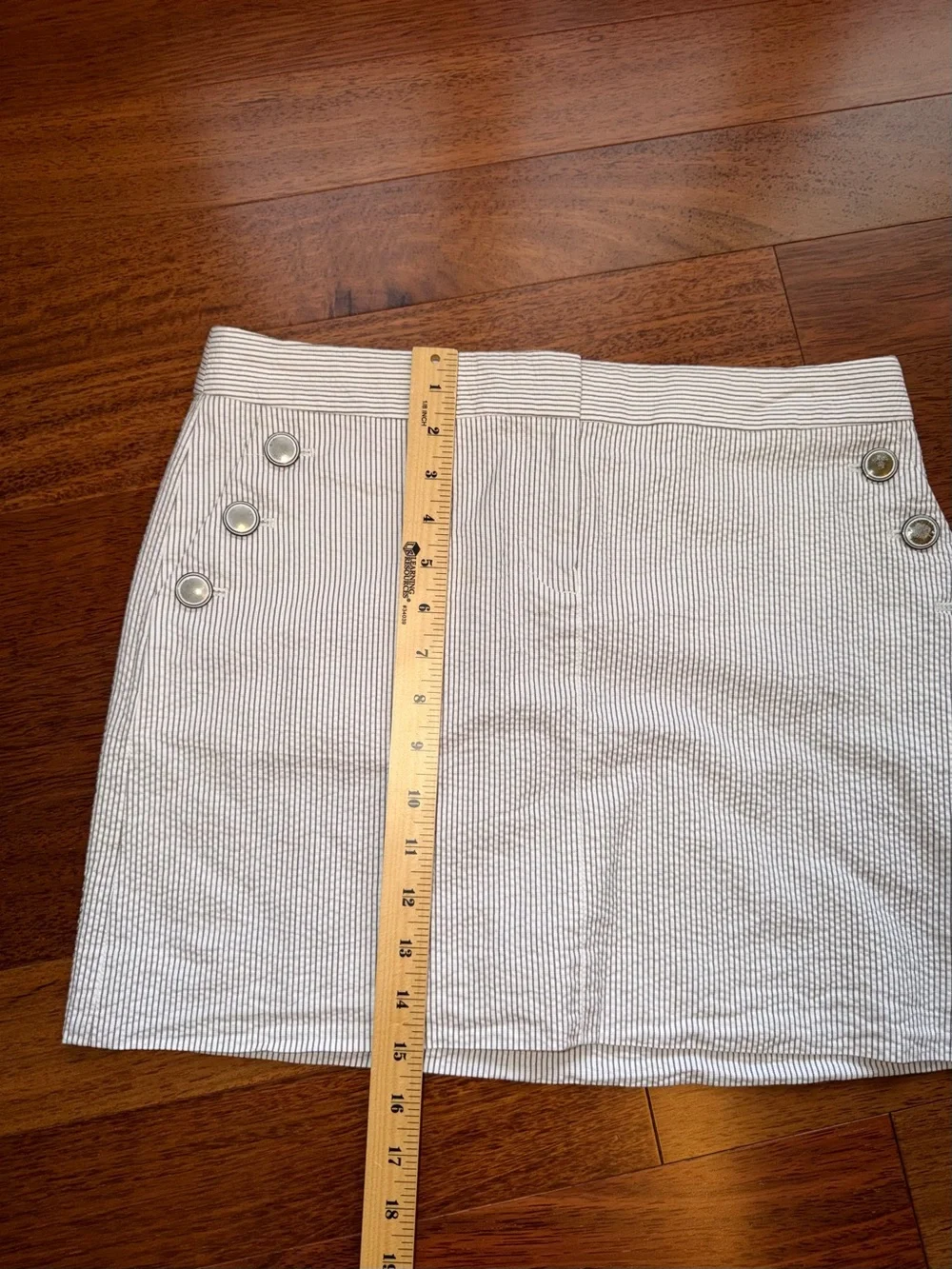 J. Crew white and Gray Striped Seersucker Mini Skirt